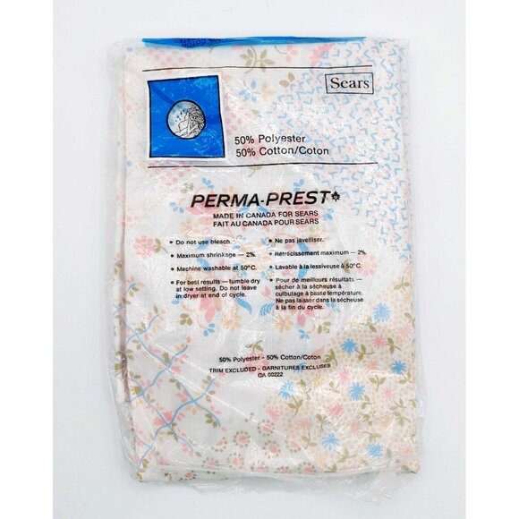 Sears Perma Press Set of 2 Pillow Cases Vintage Patterned Squares Floral Checker - Picture 4 of 5